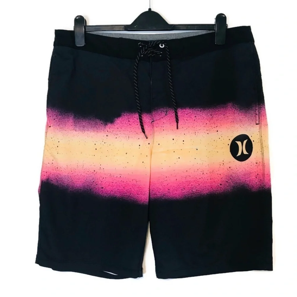 Hurley Phantom Ray Stretch Boardshorts Swim Trunks Shorts Black Pink Men’s 34